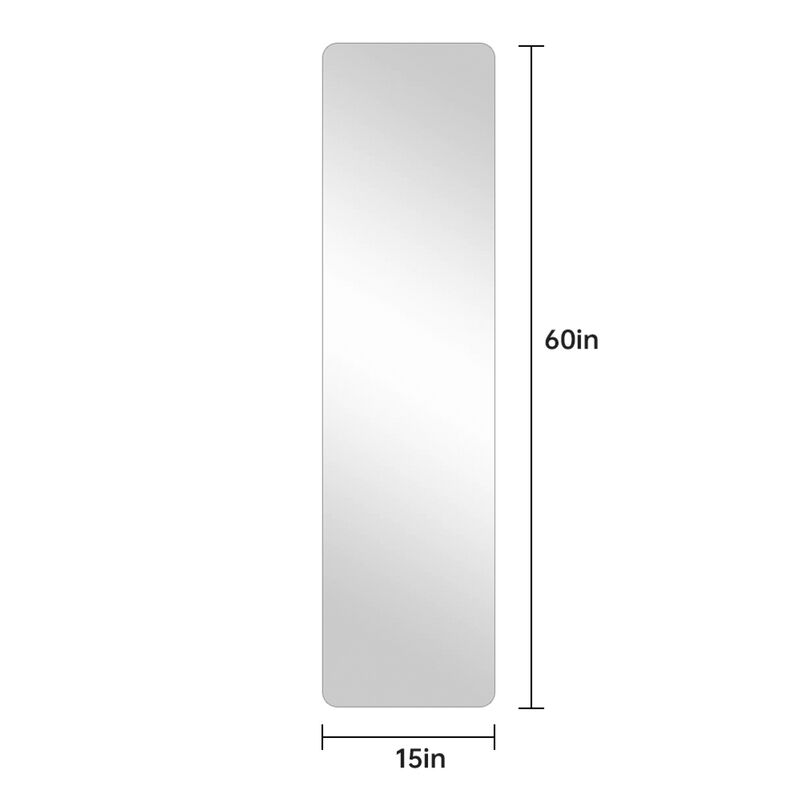 ELEMENT ACE 60 Inch Full Body Round Corner Wall Hanging Mirror High Definition Explosion Proof Silver Glass for Living Room Bedroom Cloakroom Home Decor image number 2