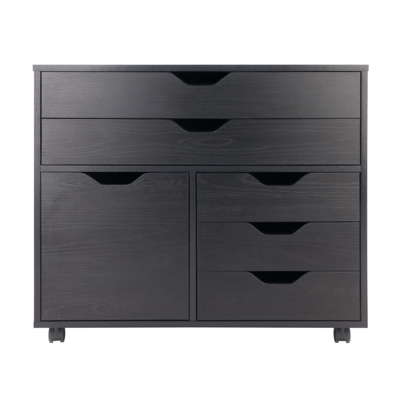 Halifax Wide Storage Cabinet, 3-Small & 2-Wide Drawers, Black image number 3