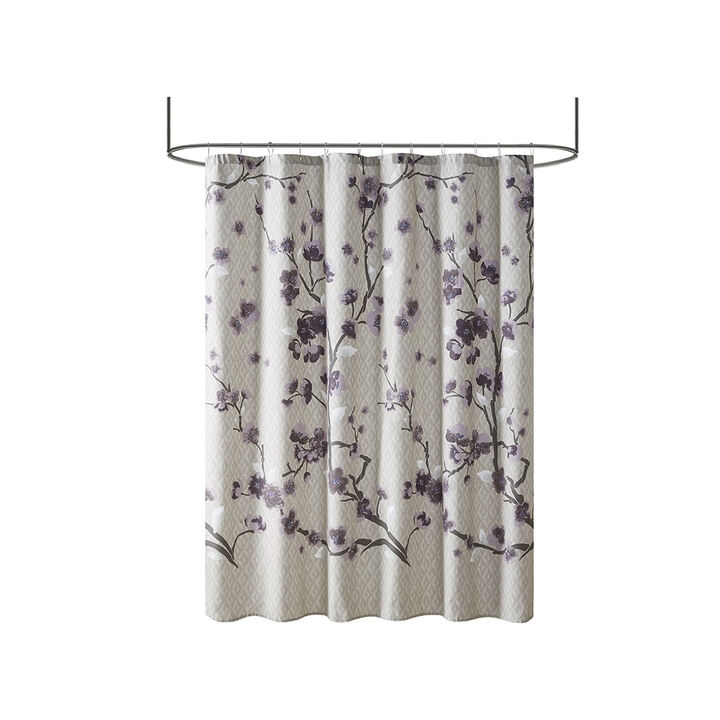 Gracie Mills Isaac Modern Floral Cotton Shower Curtain