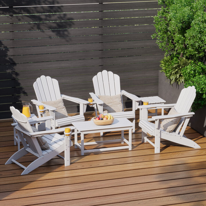 WestinTrends 7-Piece HDPE Outdoor Patio Furniture Adirondack Conversation Set