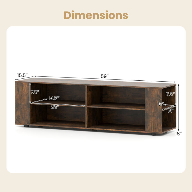 Hivvago 59 Inch Console Storage Entertainment Media Wood TV Stand image number 2