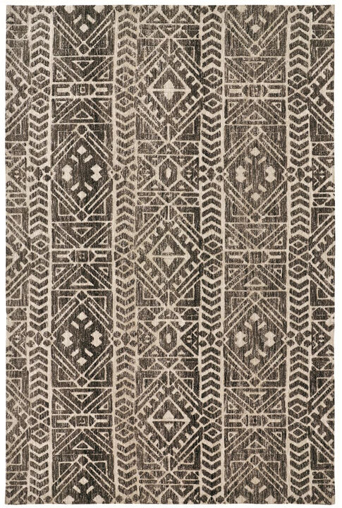 4 X 6 Brown Taupe And Ivory Striped Stain Resistant Area Rug