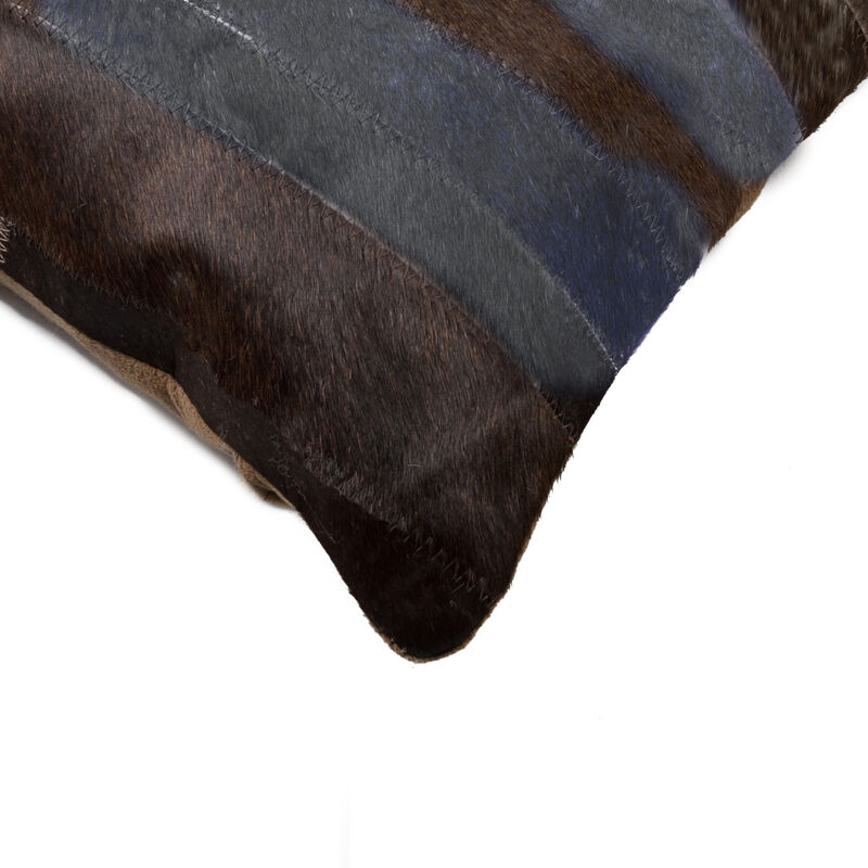 HomeRoots 12" X 20" Chocolate Patchwork Cowhide Lumbar Throw Pillow image number 2