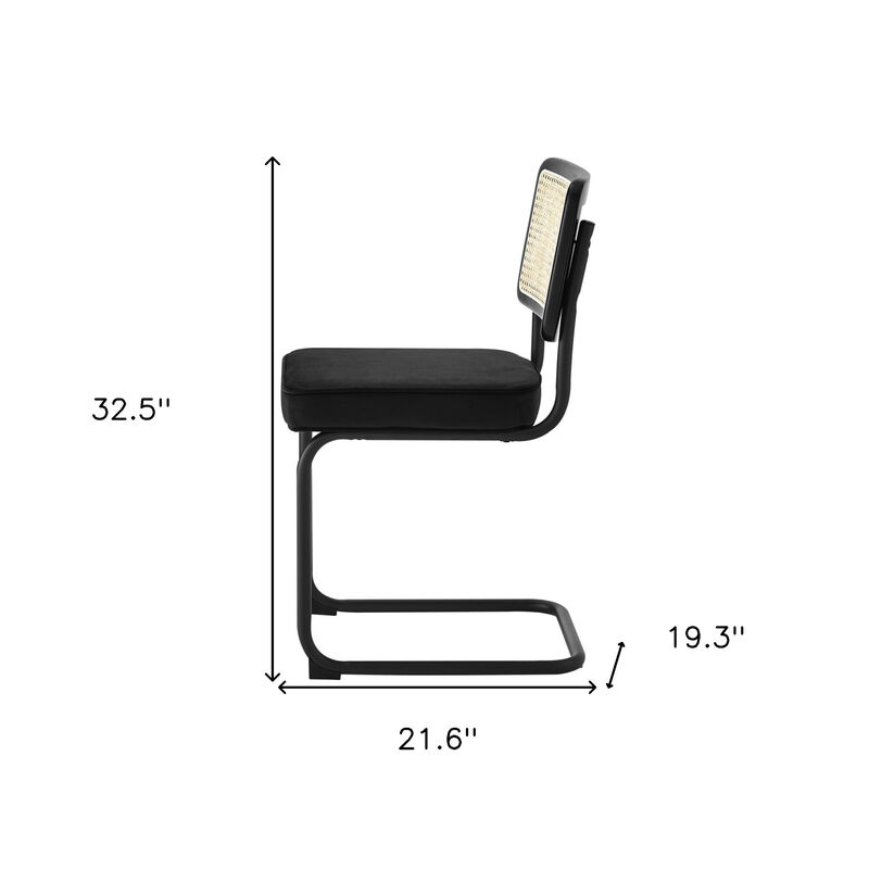 Hivvago Set of Two Black Upholstered Velvet Dining Side Chairs