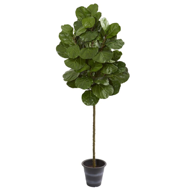 HomPlanti 6.5 Feet Fiddle Leaf Artificial Tree With Decorative Planter image number 1