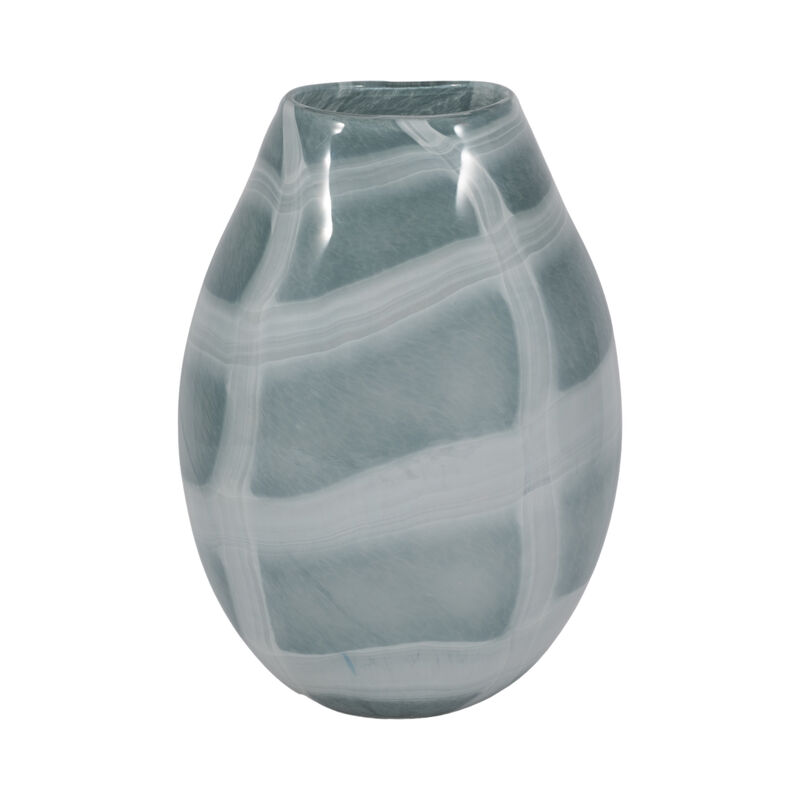 12" Slim Swirled Vase, Blue/white image number 0