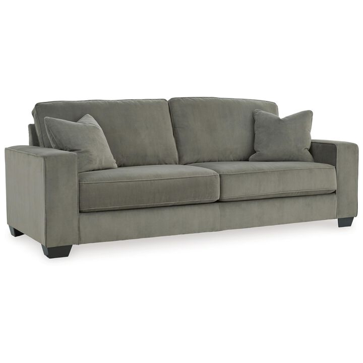 Benjara Leate 94 Inch Sofa, 2 Throw Pillows, Reversible Cushions, Polyester, Gray and Black