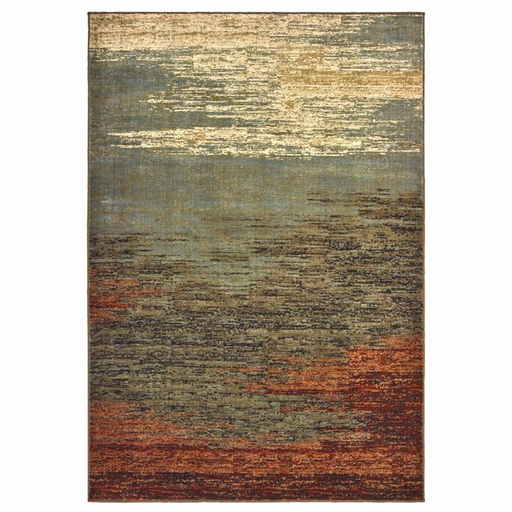 HomeRoots  Blue & Brown Distressed Area Rug