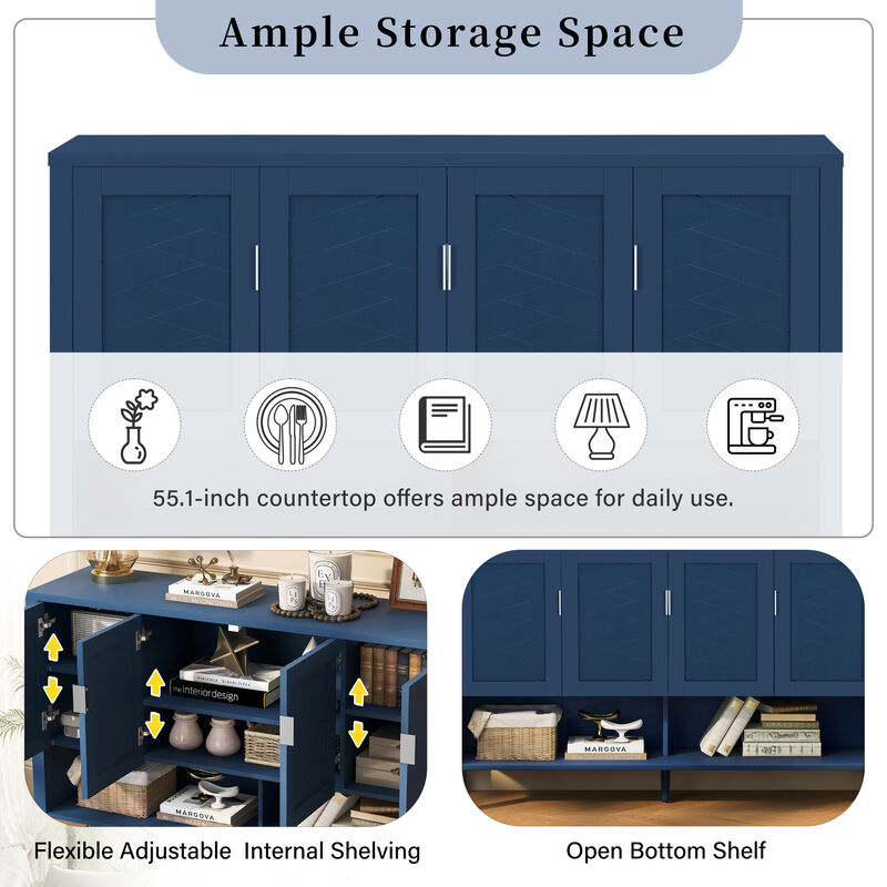 Merax Multi Functional Buffet with Open Shelf and 2-Tiers Adjustable Shelves image number 3