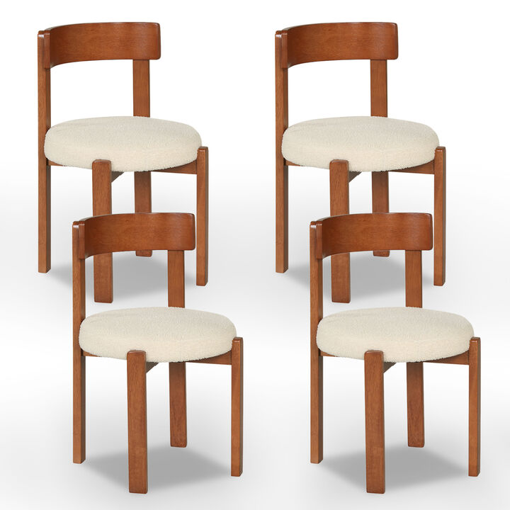 Set of 4 Modern Dining Chairs with Solid Rubber Wood Legs
