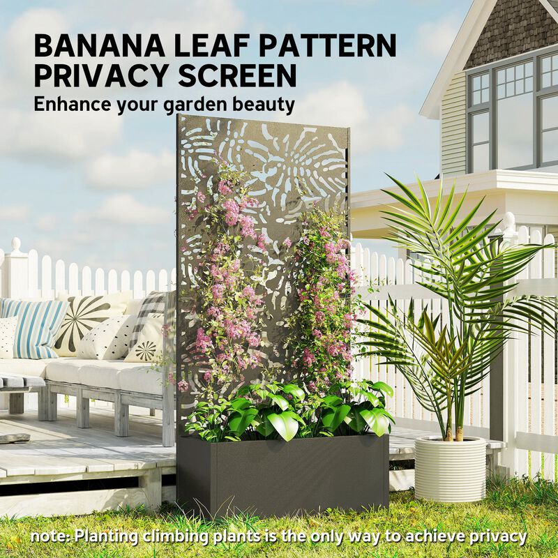 Hivvago Raised Metal Planter with Privacy Trellis and Drainage image number 4