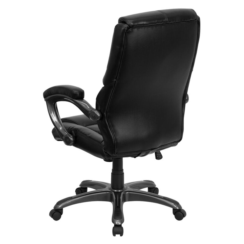 Greer High Back Black LeatherSoft Executive Swivel Ergonomic Office Chair with Arms