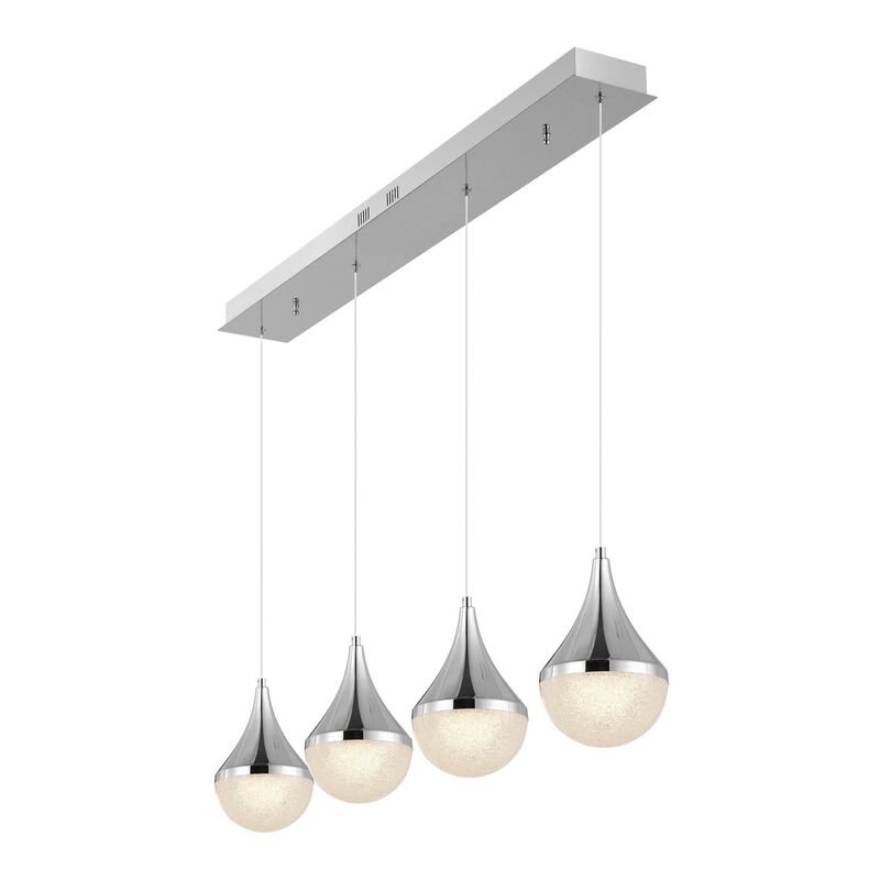 Elyse Teardrop Modern Mid Century Iron/Acrylic Integrated Linear LED Pendant