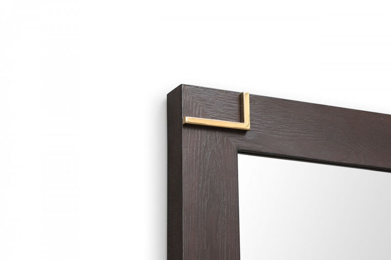 HomeRoots 33" Brown and Gold Wood Framed Accent Mirror image number 4