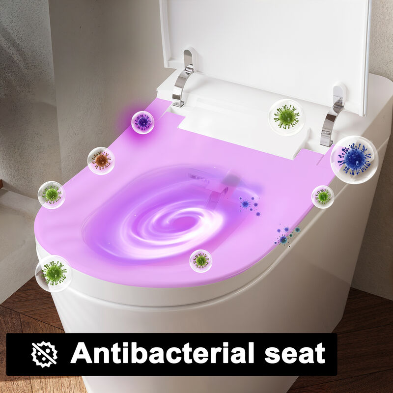 FUFU&GAGA Advanced Ceramic Glazing Smart Toilet with UV Sterilization, Radar Sensing Flip Cover, Foot Sensor, Built-in Bidet and Ambient Lighting (27.9 in. W x 15.4 in. D x 19.3 in. H), White