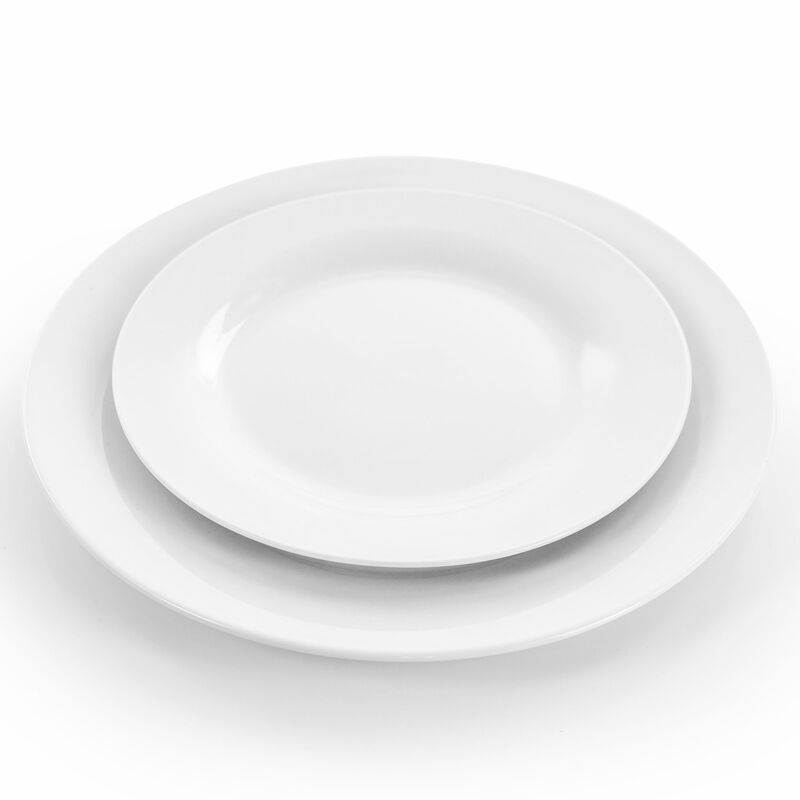 Elama Carey 18 Piece Round Porcelain Dinnerware Set in White