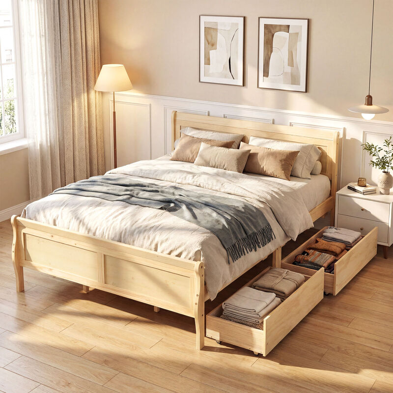 Modern Bed Frame with 2 Underbed Storage Drawers and Footboard image number 3