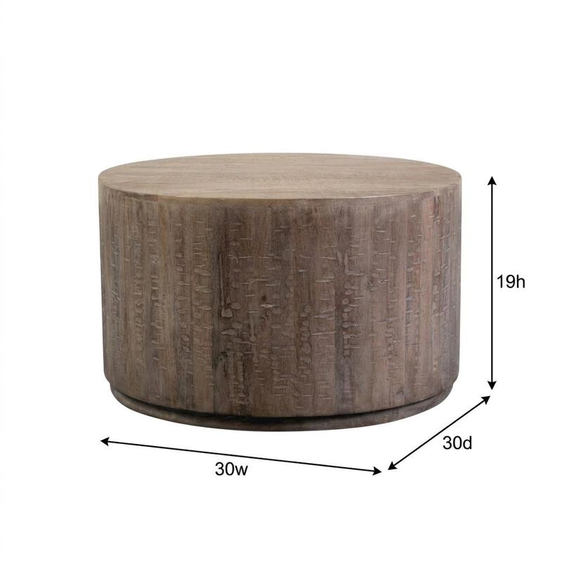 Starlight Canyon Home Mango Wood Round Coffee Table with Drum Base for Living Room image number 4