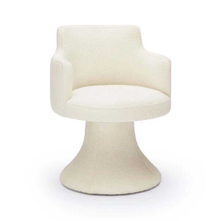 Casafoyer Jeffree Cream Performance Boucle Swivel Dining Chair