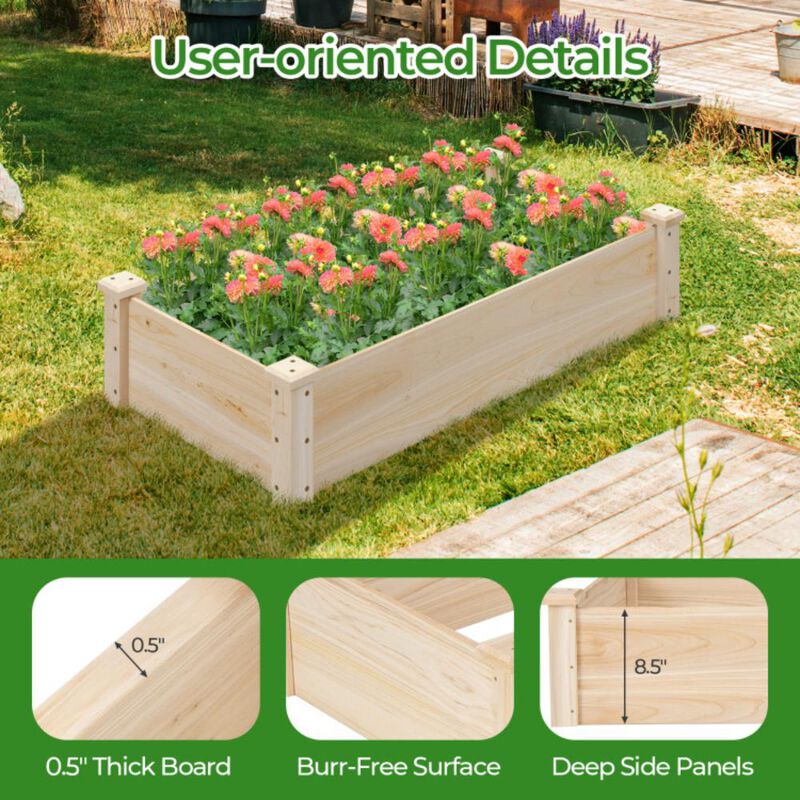 Hivvago Raised Garden Bed Fir Wood Wooden Square Wood Planter Box for Garden