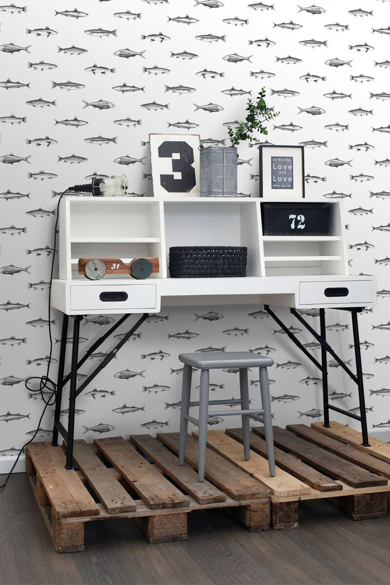 Fiyero Off White Fish Wallpaper (Set of 2) image number 3