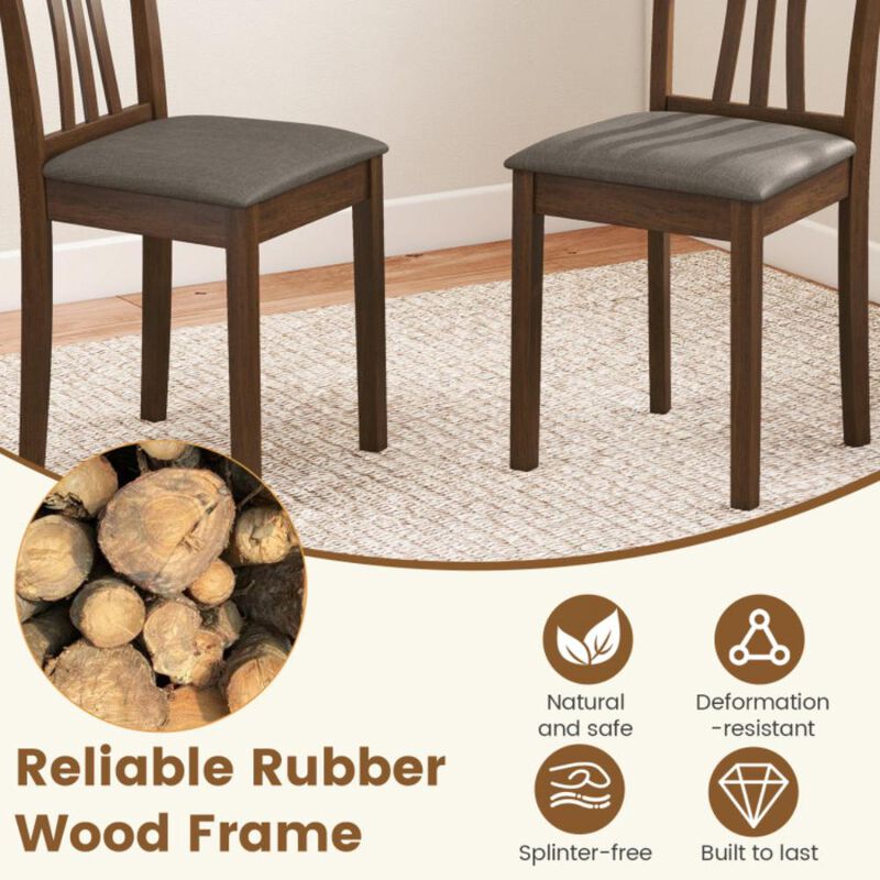 Hivvago Wooden Dining Chairs Set of 2 with Linen Fabric Upholstered and Rubber Wood Frame