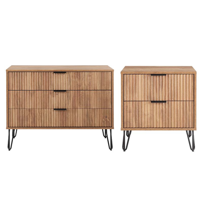 Dumbo Dresser and 2-Drawer Nightstand Set in Brown image number 0