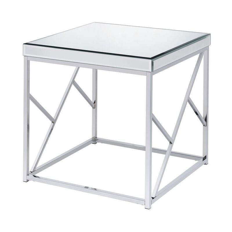 Evelyn Mirror Top End Table - Chrome