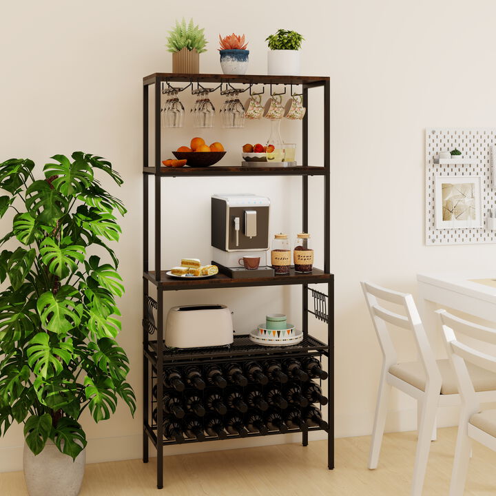 Wine Storage Organizer with Built-In Power Outlet and Bottle Holders
