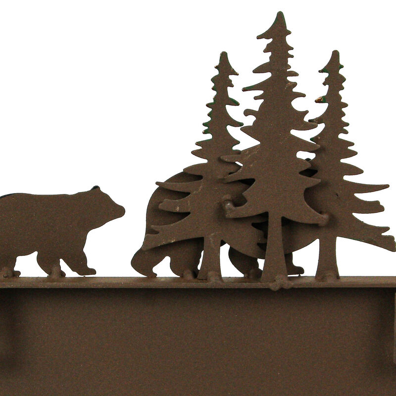 Rustic Brown Painted Metal Walking Bear Toilet Paper Roll Holder W/ Phone Shelf image number 7