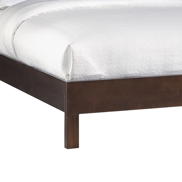 Yee California King Bed, Cut Out Design Panel Headboard, Brown Mahogany - Benzara