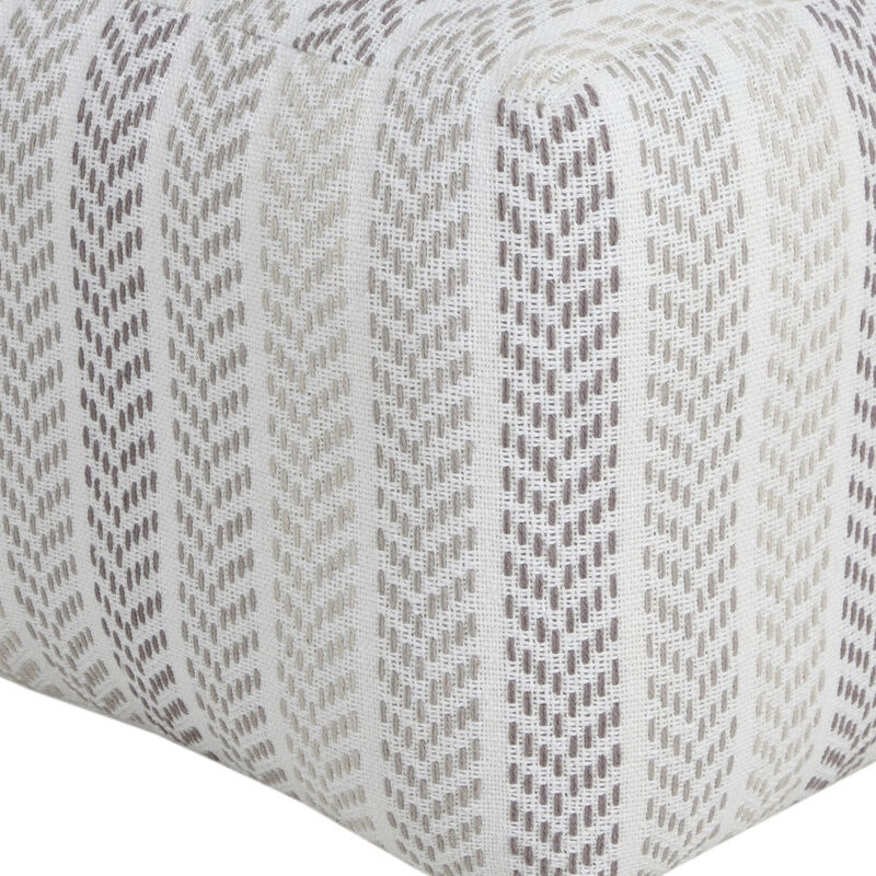 Hivvago 18 Inch Gray And White Cotton Chevron Pouf Ottoman