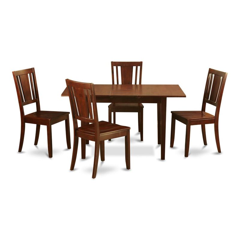 5 Pc Small Kitchen dinette set - Table with a 12in Leaf and 4 Dining Table Chairs