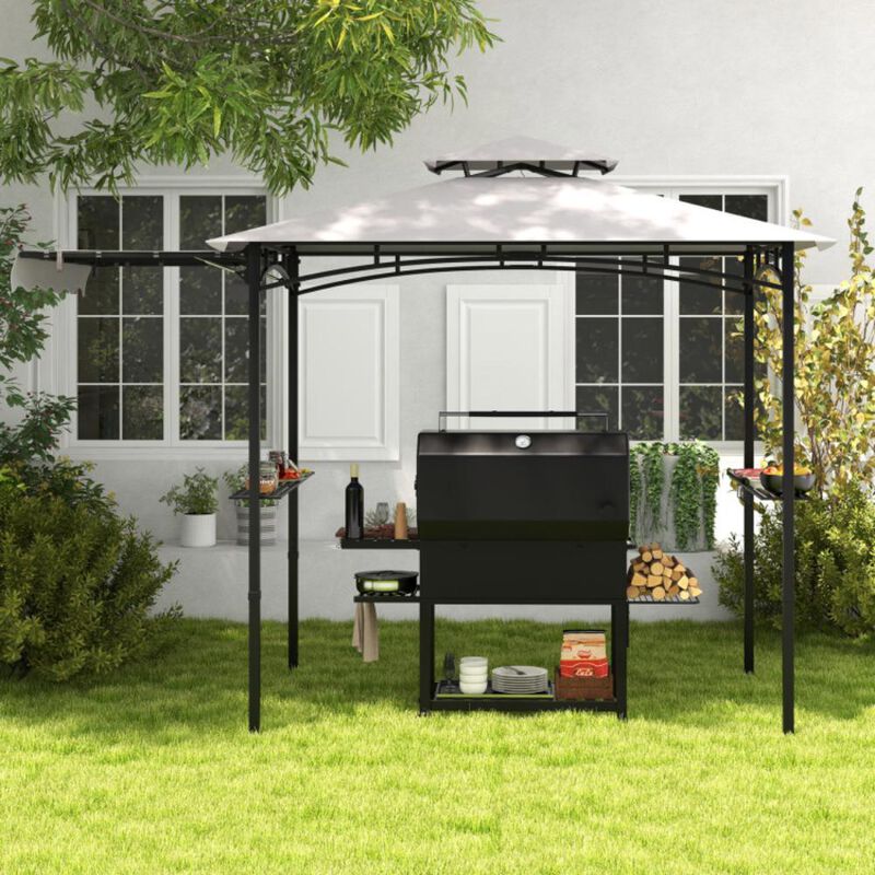Hivvago 11 x 5 FT Grill Gazebo with Side Awning and Double-Tiered Top
