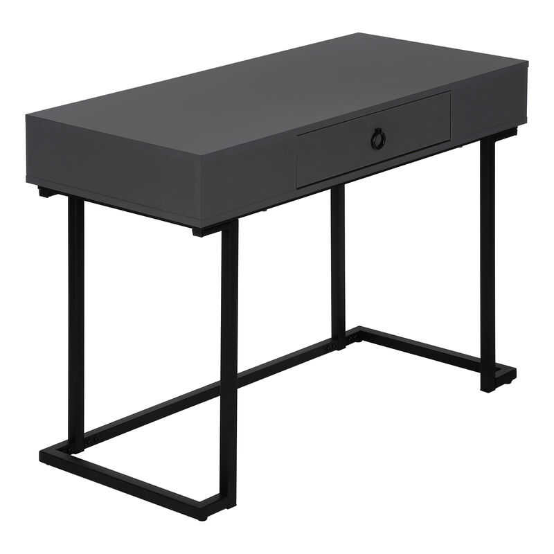 Monarch Specialties I 7386 Computer Desk, Home Office, Laptop, Storage Drawers, 42"L, Work, Metal, Laminate, Grey, Black, Contemporary, Modern