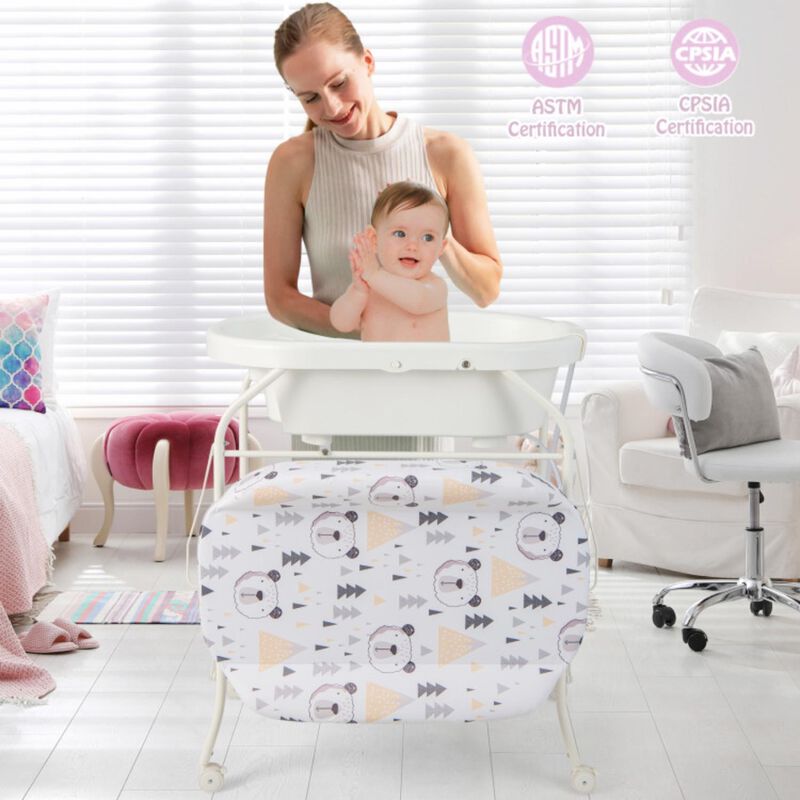 Hivvago Folding Baby Changing Table with Bathtub and 4 Universal Wheels