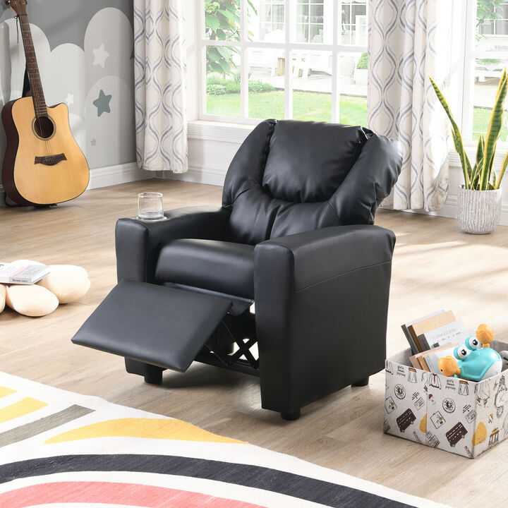 Kids Recliner Chair Black PVC