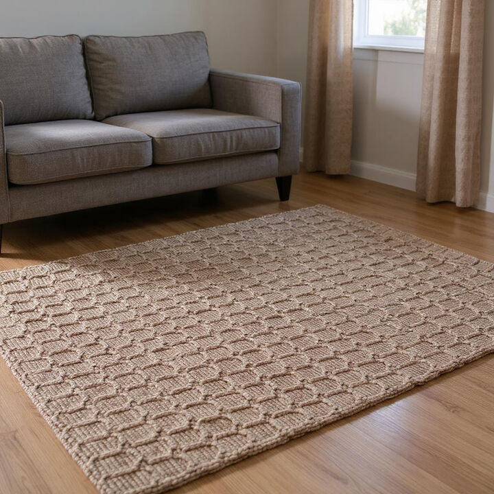 HomeRoots Jute Geometric Hand Woven Area Rug