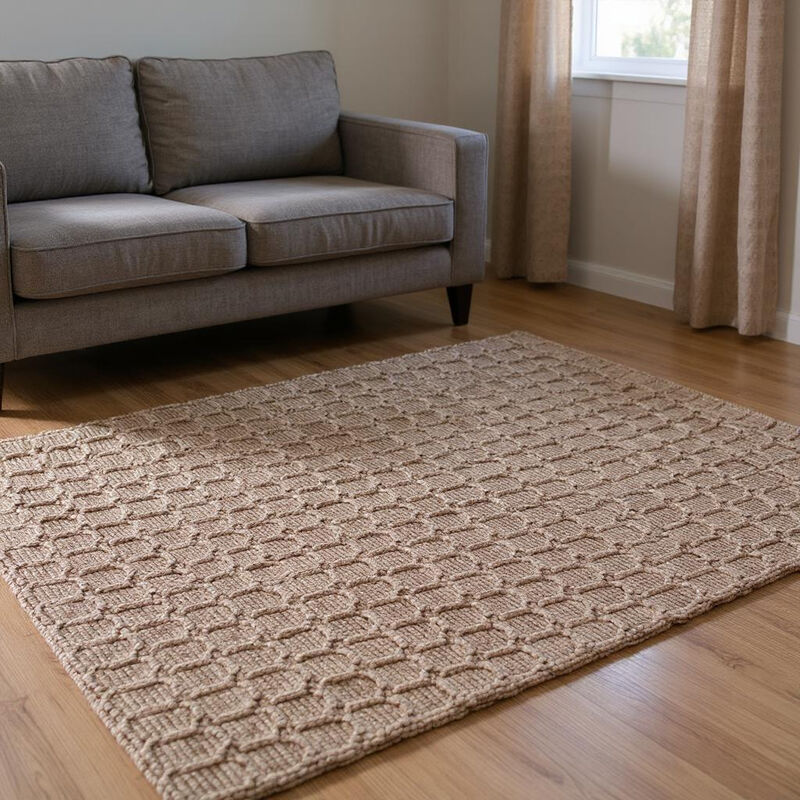 HomeRoots Jute Geometric Hand Woven Area Rug image number 1