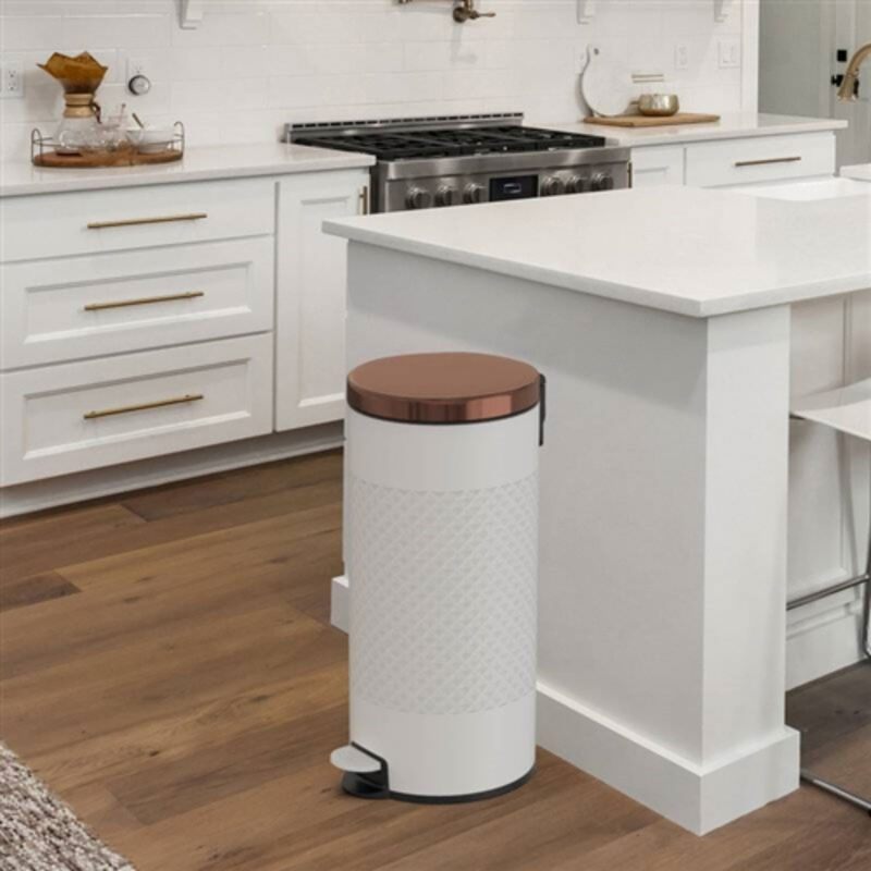 8-Gallon Hands-Free Step-On Trash Can – Durable Metal Waste Bin with Lid