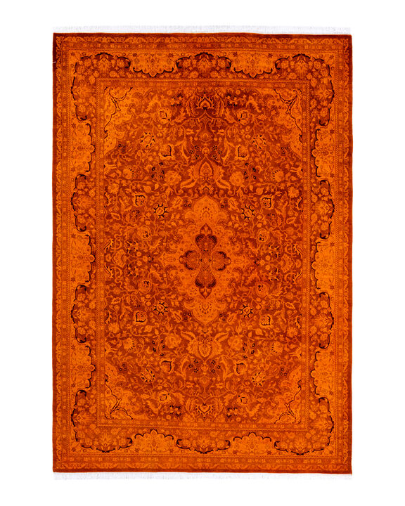 Fine Vibrance, One-of-a-Kind Hand-Knotted Area Rug  - Orange, 6' 2" x 9' 0"