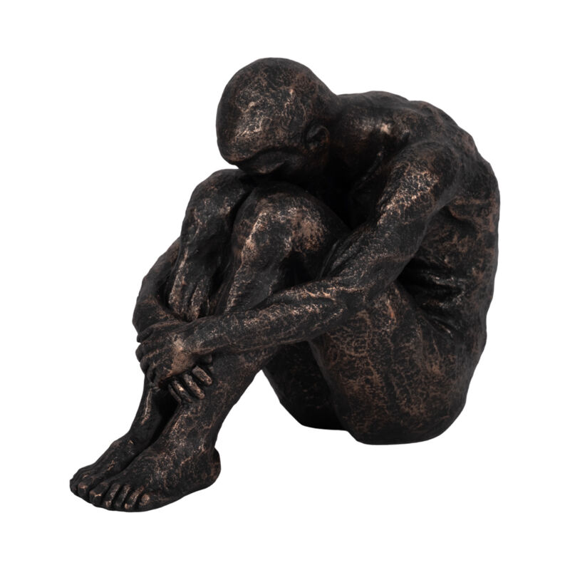9" Sitting Man, Bronze image number 1
