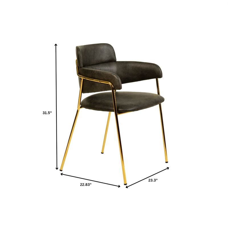 Axis Upholstered Dining Chairs Curved Open-Back & Gold Legs Set of 4 in