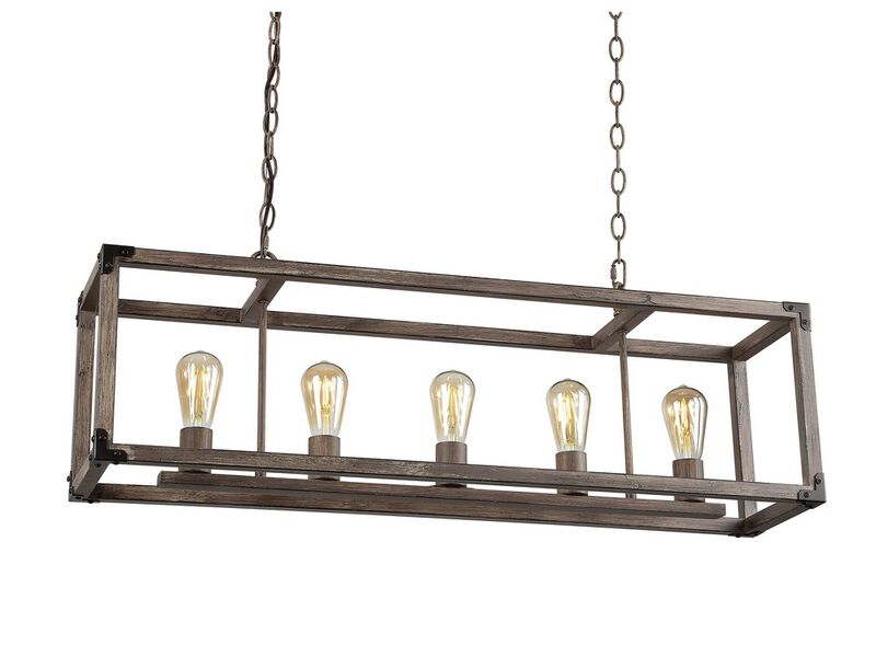 Magnolia 5-Light Linear Adjustable Iron Rustic Farmhouse LED Pendant