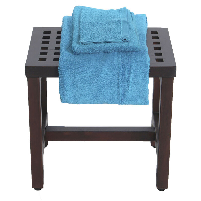 DecoTeak Espalier 18" Teak Wood Shower Bench in Woodland Brown Finish