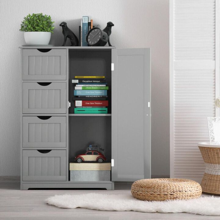Hivvago Free-Standing Wooden Cabinet with 4 Drawers and Door Cabinet