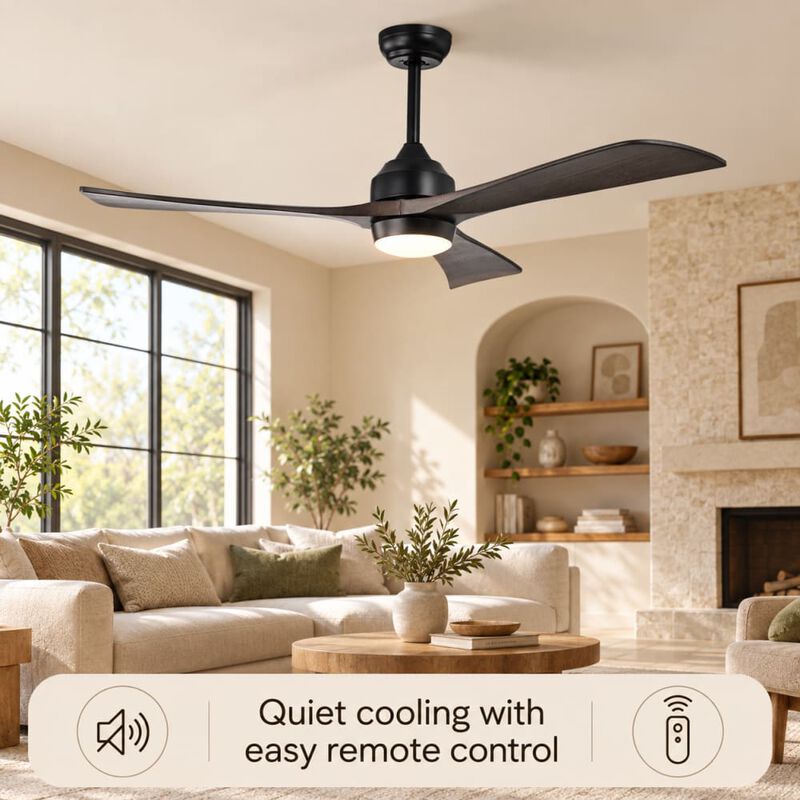 ELEMENT ACE Set of 1 52 inch reversible ceiling fan with remote control, quiet DC motor 3-blade ceiling fan with light for patio, living room, bedroom, office indoor use image number 4