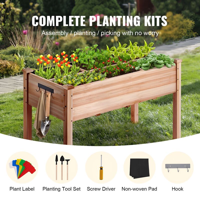 Wooden Raised Garden Bed for Growing Vegetables, Herbs, and Flowers Outdoors-Burlywood image number 4