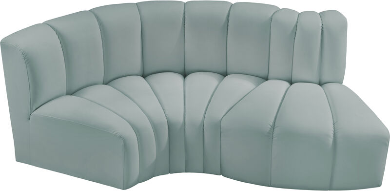 Meridian Furniture Arc Mint Green Vegan Leather Modular Sofa