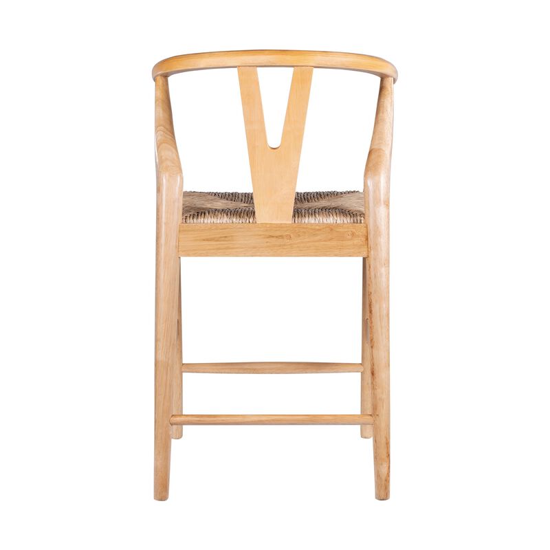 Cera Counter Stool Chair, Handwoven Rope, Natural Brown Wood